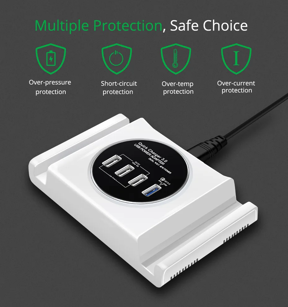 NKOBEE 4 Port USB Charger Hub Adapter EU 5V 4A USB Wall Phone Charger For iPhone X 7 Plus S8 Quick Charge 3.0 USB Multi Charger (1)