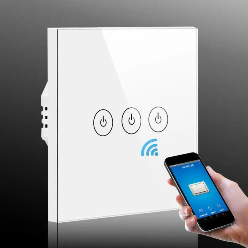

QIACHIP WiFi Switch Touch 3 Gang 3CH EU Plug Automation Module Smart Home LED Light Wireless Wall Panel Remote Control Switch