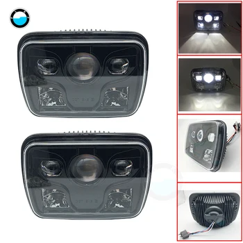 

Pair black 5x7" Sealed Beam LED Headlight for H6014, H6052, H6054 7x6" 48W Led Headlight with DOT on Front - Hi/Lo Beam.