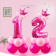 Свадебные розовые шары шар из алюминиевой фольги Детские День рождения 32-дюймовый цифровой порошок цифровой колонна дорога Алюминий мяч