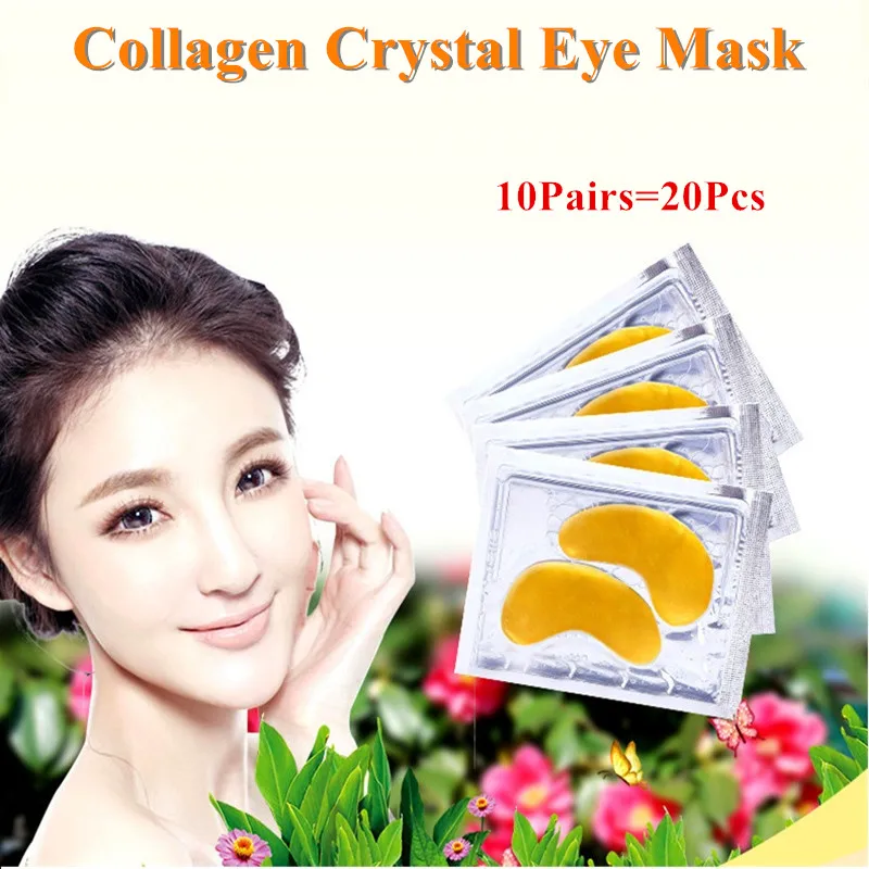 

10pairs=20pcs Anti-Wrinkle Crystal Collagen Gold Eye Mask Crystal Eyelid Patch Remove Black Eyes Care