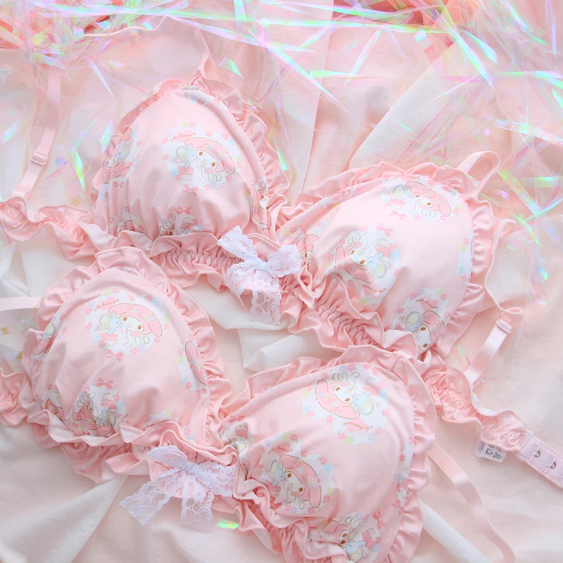 

Lolita Japanese girl sweet pink lace without rims triangle bra cups of sleep