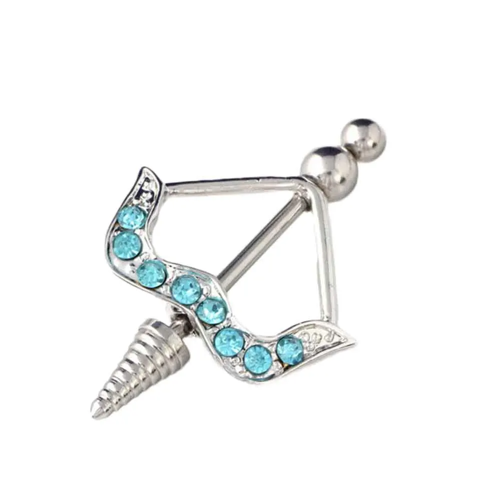 Cupid'S Bow & Arrow Stainless Steel Nipple Rings Piercing Decorated