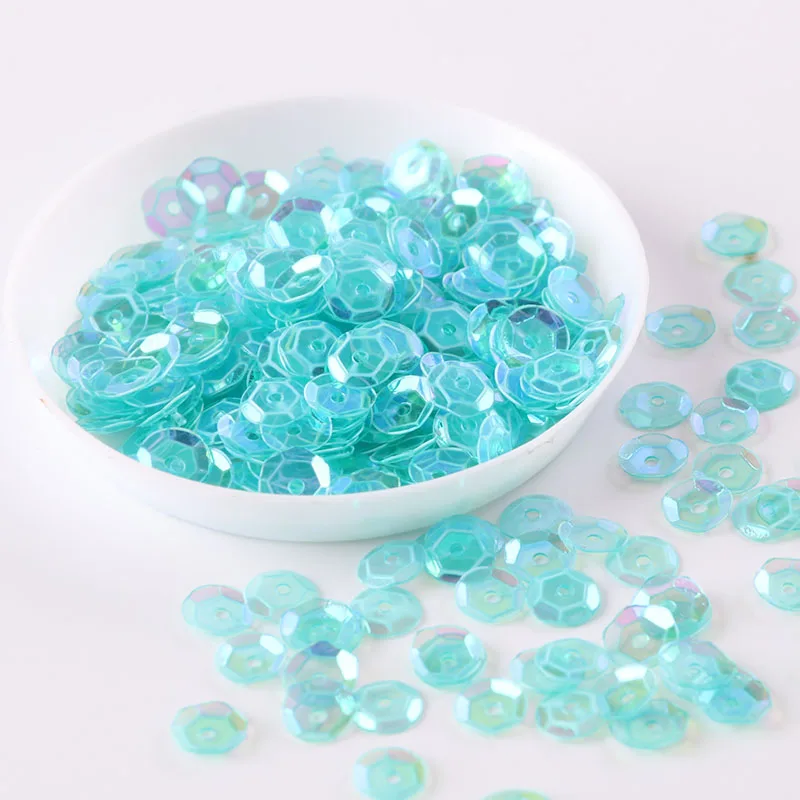Transparent L blue 10 г/лот новые цвета 4 мм/5 мм/6 мм/8 мм блестки ПВХ круглая чашка тесьма с пайетками для шитья свадебные ремесла, аксессуары для женской одежды - Цвет: Transparent L blue