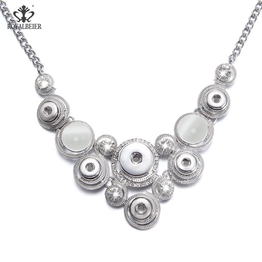 

RoyalBeier 2018 Clavicular цепочка со стразами Подвеска Ожерелье подходит для 12 мм/18 мм кнопки женщин кулон ожерелье XL0147