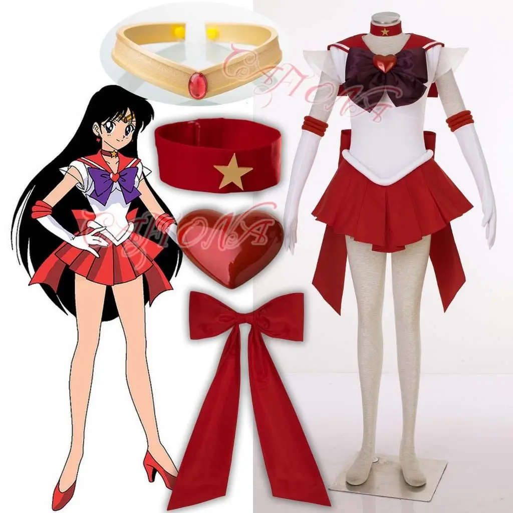 Костюм Sailor Moon Hino Rei Mars Super S Cafiona сексуальное красное платье костюм для косплея| |