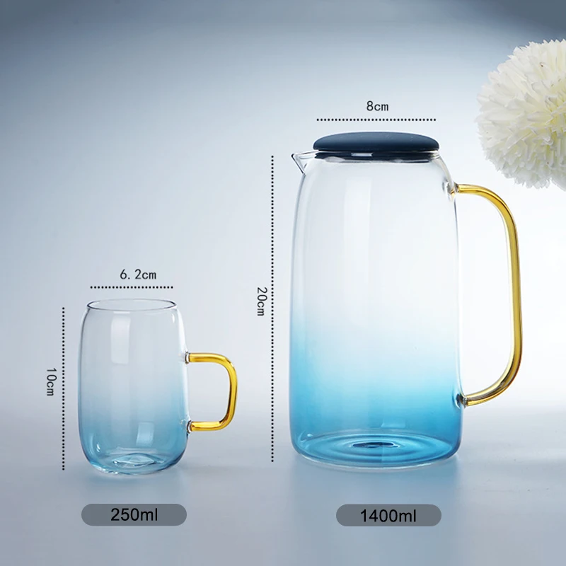 Градиент Цвет Мрамор холодной стеклянная бутылка для воды с высоким Температура устойчивый Стекло горшок, кувшин чайник HYD88