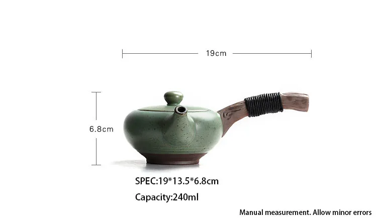 240 мл ручной работы винтажный Японский стиль керамическая грубая керамика боковая рукоятка чайник Gongfu Чайный набор черный чай, пуэр кружка, сосуды для питья