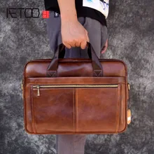 AETOO Leather handbag briefcase business casual men's bag cross section first layer leather computer bagxPMHYwbnLA