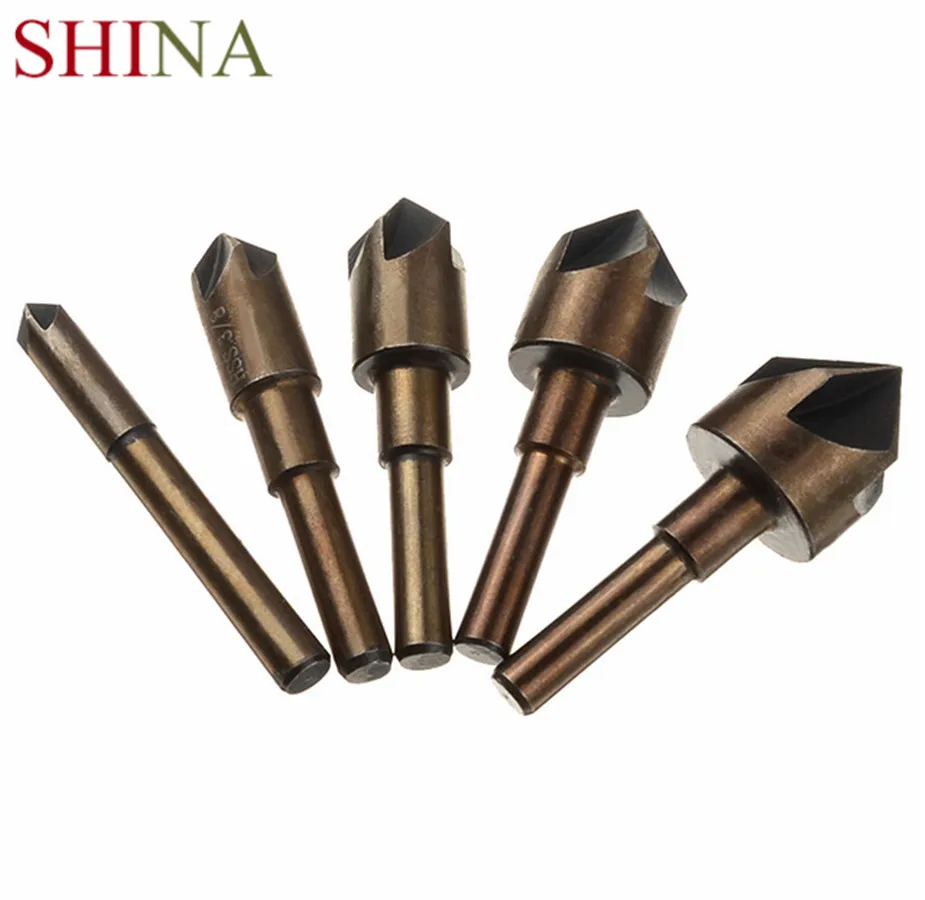 Shina 5PCS 6mm 10mm13mm16mm19mm 82 Countersink Metal Chamfer Cutting Boring Machine Woodworking Opener Wood Hole Sow