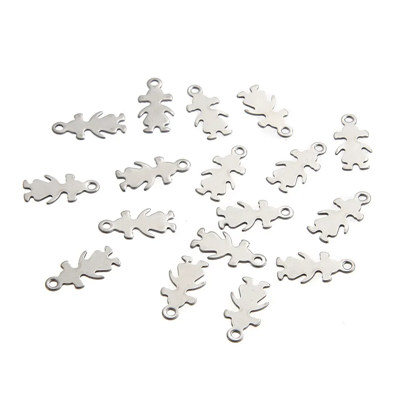 

200pcs/bag 16x8mm Stainless Steel Metal Girl Kids Charms Pendants for Necklace Bracelets Earrings Jewelry Making DIY Findings