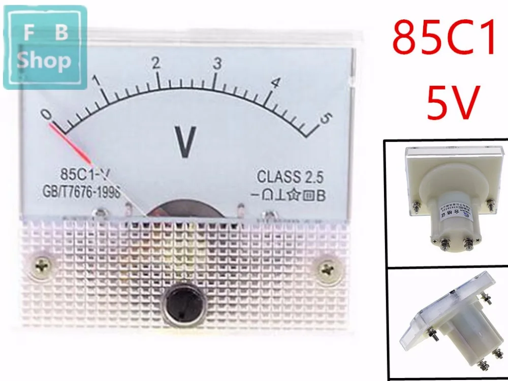 1PCS 85C1 5V Analogue DC Voltage Needle Panel Meter Voltmeterin Voltage Meters from Tools on
