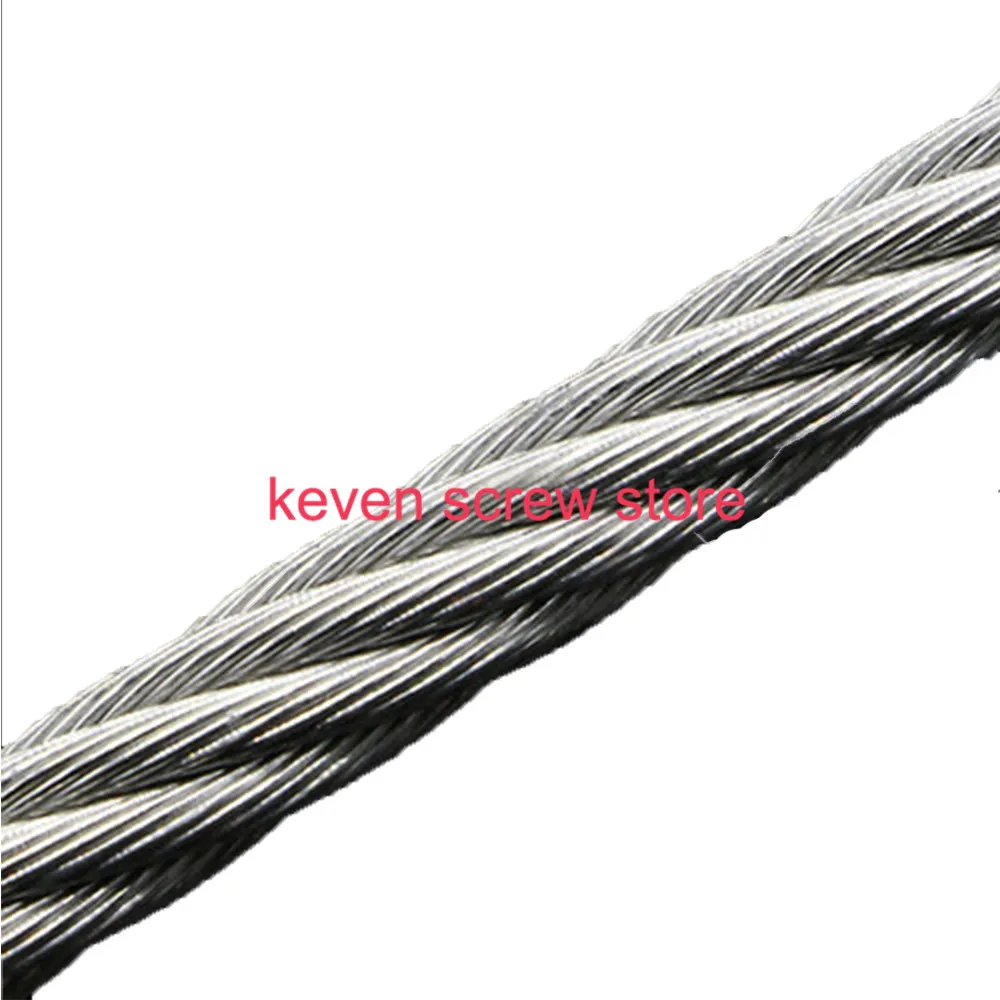 

5m/lot 1.5mm/2mm/3mm/4mm/5mm/6mm High Stainless Steel Wire Rope Tensile Diameter 7X19 Structure Cable Gray