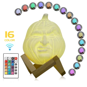 

USB Rechargeable Table Lamps For Bedroom LED Magical Face Shape Pumpkin Light RGB Desk Bedside Lamp Home Halloween Decoration