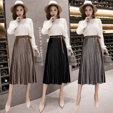 Юбка со складками WIHGTGolden бархатный бант и юбка средней длины и юбка с юбками черного цвета