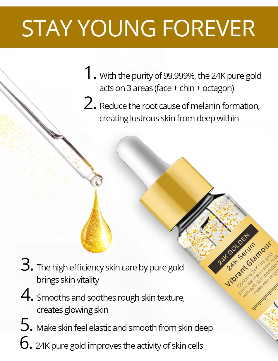 VIBRANT GLAMOUR Gold 24 K сыворотка анти-wrinkle устойчивое отбеливание Essence антивозрастная Сыворотка для лица увлажняющая Очищающая уход за кожей