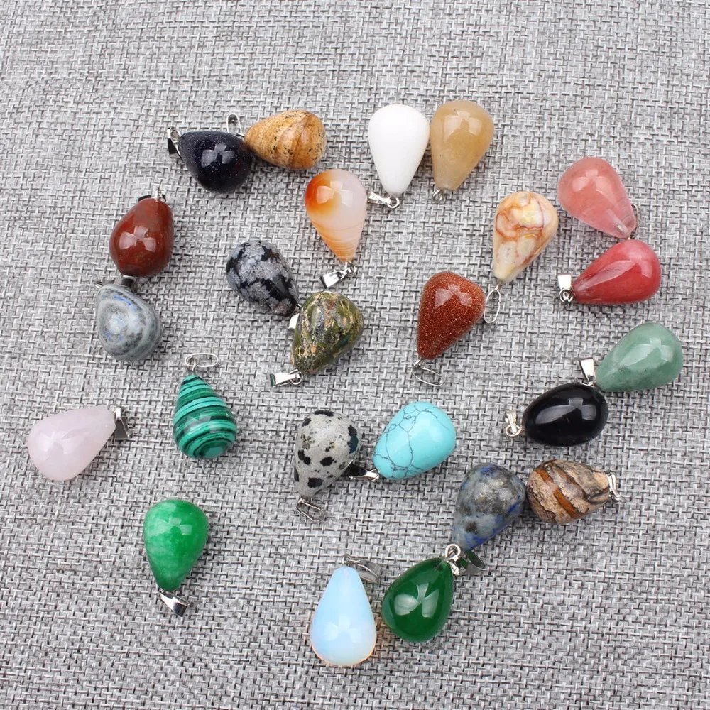 

5PCS/Lot Wholesale Mixed Jewelry Stone Water Droplets Shaped Natural Stone Charms Pendants Jewelry Findings DIY Accessories