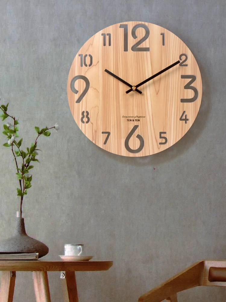 Wooden Wall Clock Mute Wood Grain Wall Clocks
