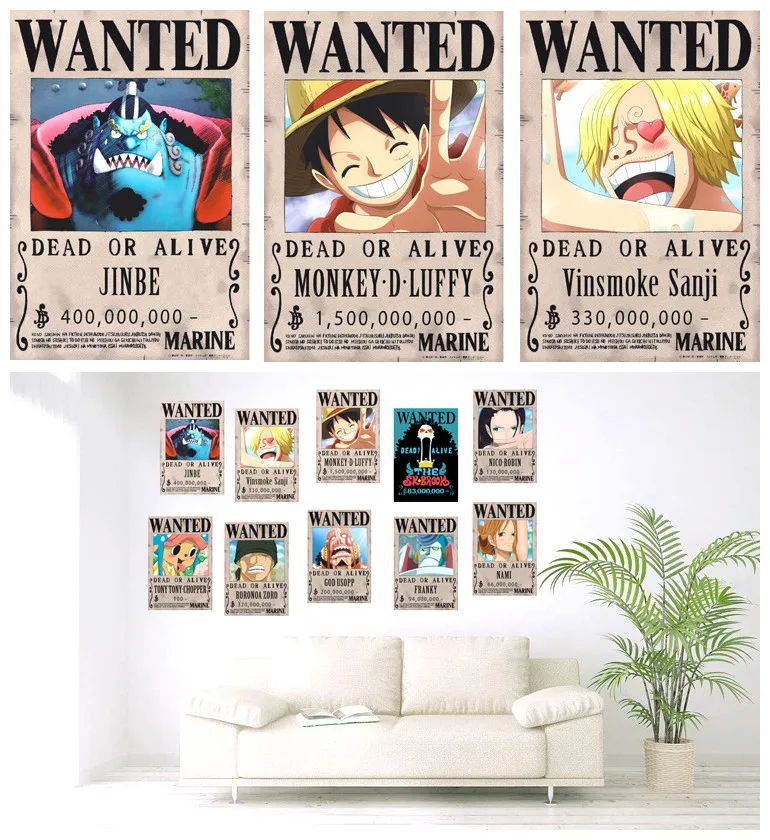 Jimbe Luffy Sanji ONE PIECE Wanted Posters