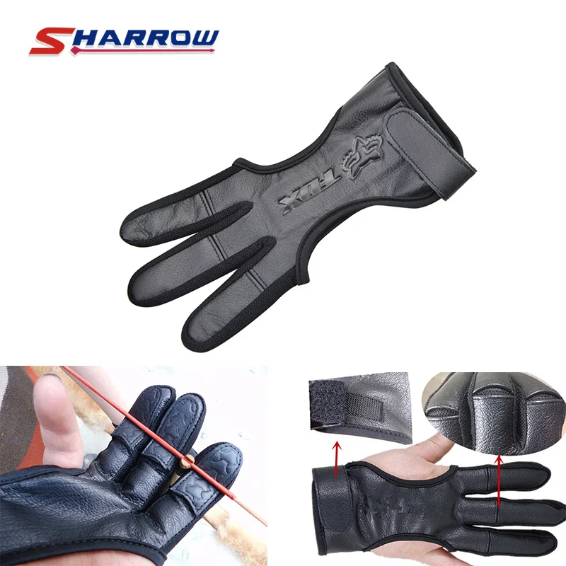1 шт перчатки для стрельбы из лука пальцев черный обработки оленьей Finger Защитные перчатки для съемки защитные оборудования