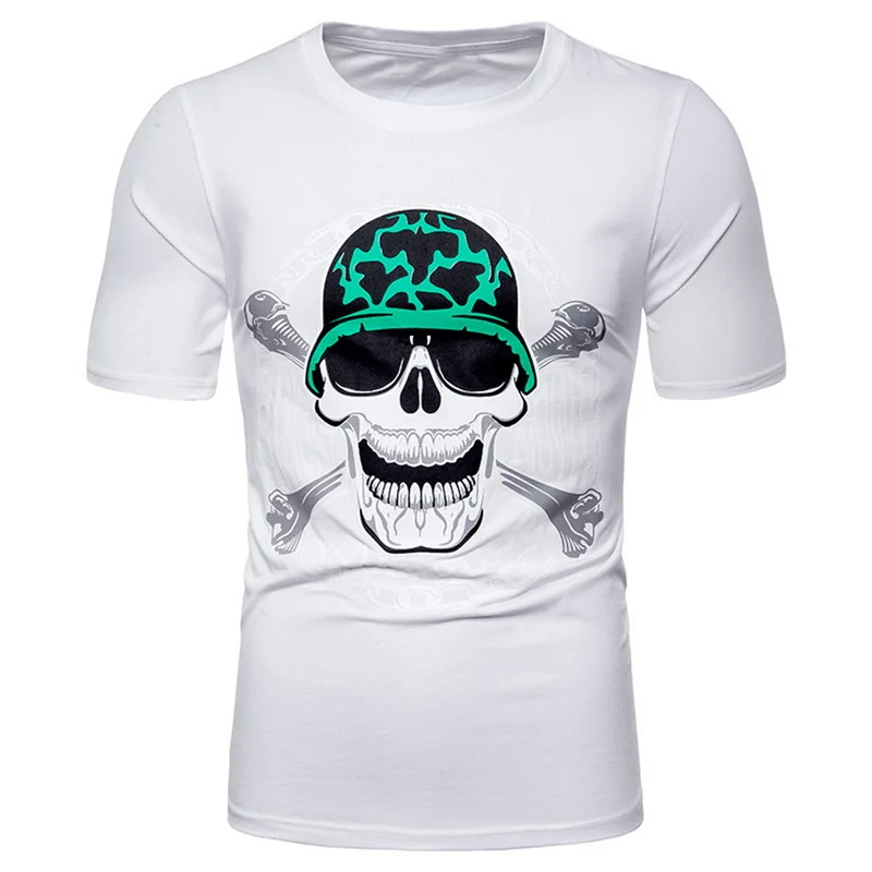 

MJARTORIA 2019 Male Tshirt Shantou Print Tees Casual Skull Fashion Street Style Shirt Short Sleeve Tops Loose Sport Clothes