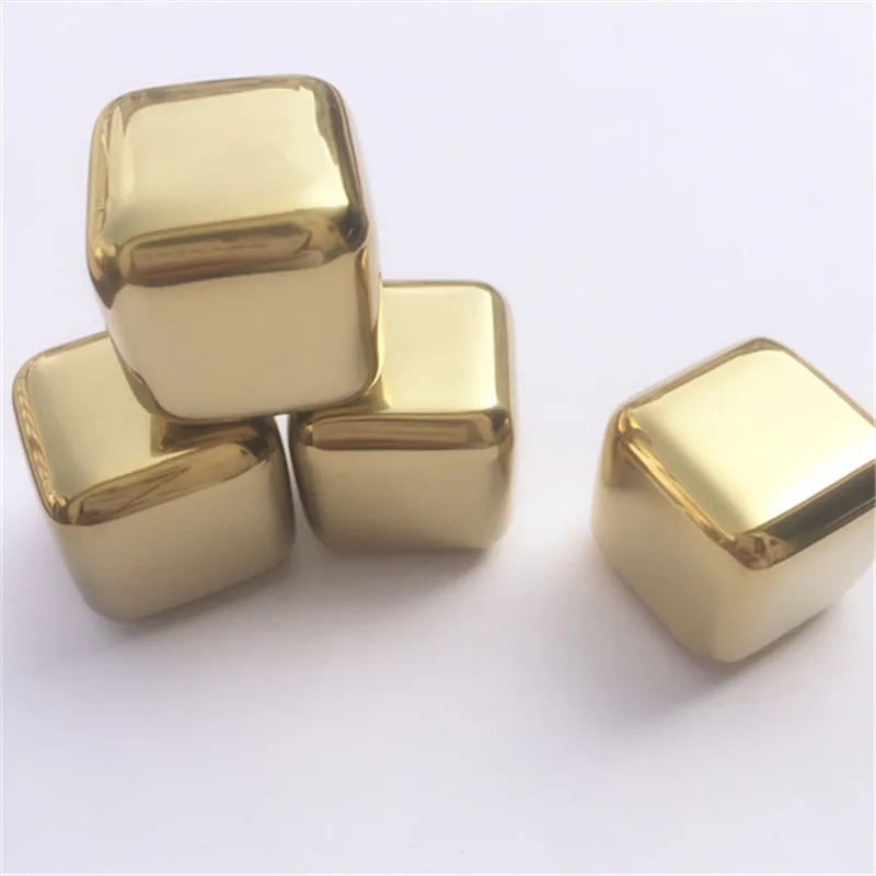 

ANDI 2017 NEW 5pcs/lot GOLDEN Stainless Steel Whiskey Stones Ice Cubes Soapstone Glacier Cooler Stone Free shipping