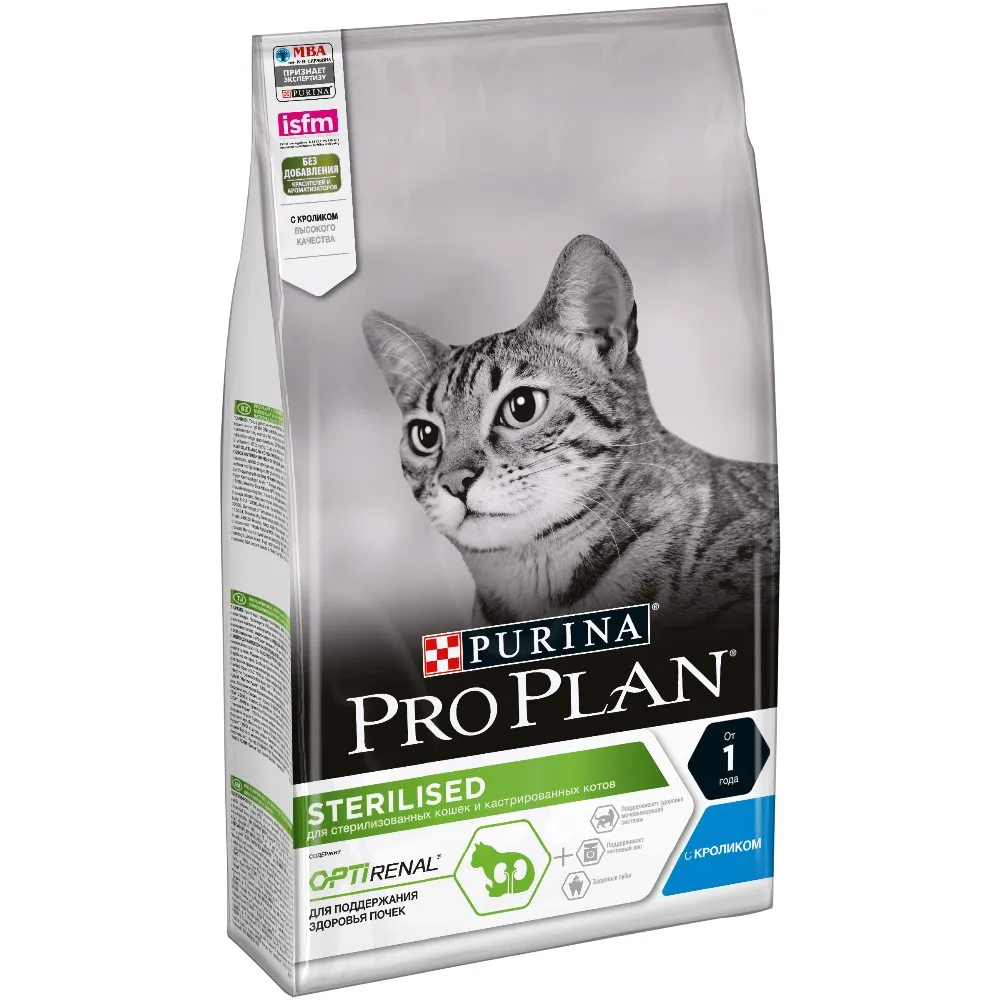 Сухой корм Purina Pro Plan для стерилизованных кошек и кастрированных котов, с кроликом, 6 упаковок по 1.5 кг