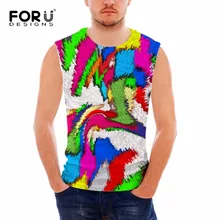 FORUDESIGNS/летние топы с бретельками и 3D разноцветный принт спандекс дышащий Базовая рубашка для Для мужчин Бодибилдинг Фитнес Для мужчин s нательное нижнее белье