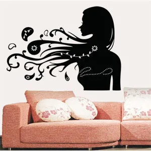 

Hairdressing hair care products stores women women long hair silhouette stickers