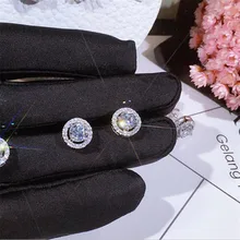 Choucong, трендовые серьги-гвоздики, AAAAA, cz камень, настоящее 925 пробы, серебряные, массивные, вечерние, свадебные серьги-гвоздики для женщин, ювелирное изделие