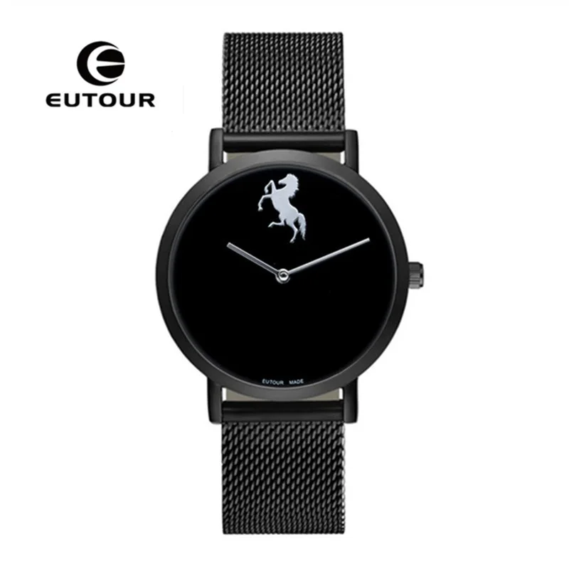

EUTOUR Watches Men Luxury Brand Horse Marble Creative Watches Waterproof Simple Black Clock sport Quartz Wrist Watches for Men
