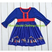 hot sell christmas blue nativity dress boutqiue baby girl hot style dresses