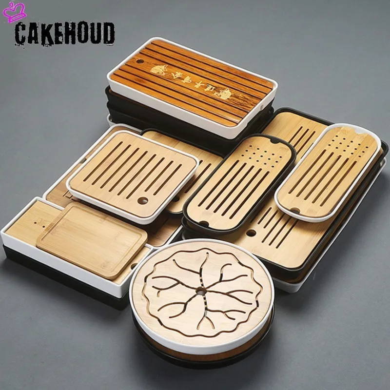 

CAKEHOUD China Pu'er Tea Bamboo Tray Tea Tray Drainage Water Storage Table Kungfu Tea Ceremony Board Service Tray TeaAccessories