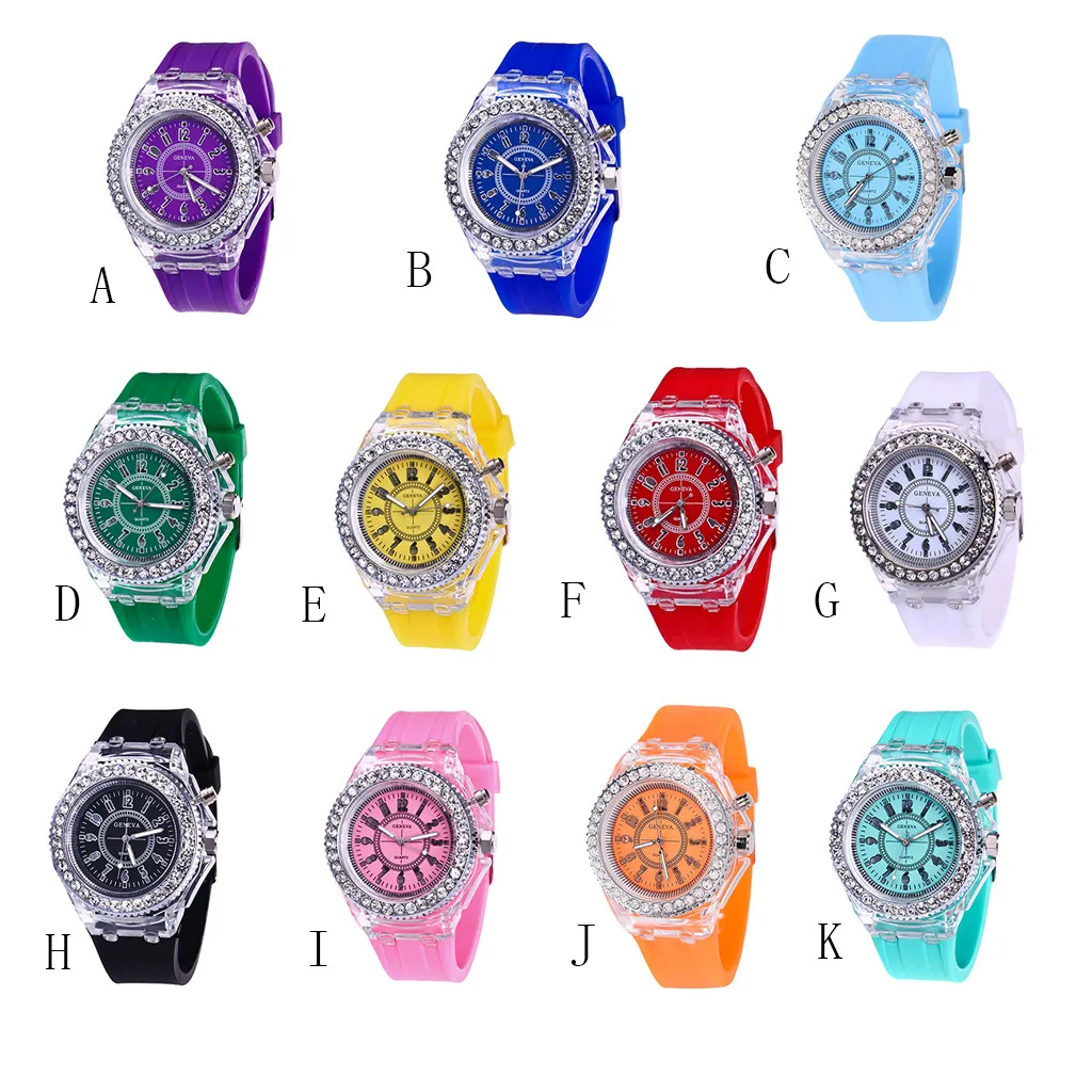 

Fashion Transparent Neutral Quartz Luminous Female Silicone Tape Sports Watch