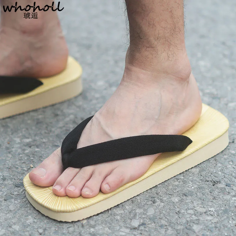 

WHOHOLL Geta Male Sandals Japanese Style Sandals Clogs Cosplay Flip-flops for Male Slides Platform EVA+PU Fake Geta No Wood