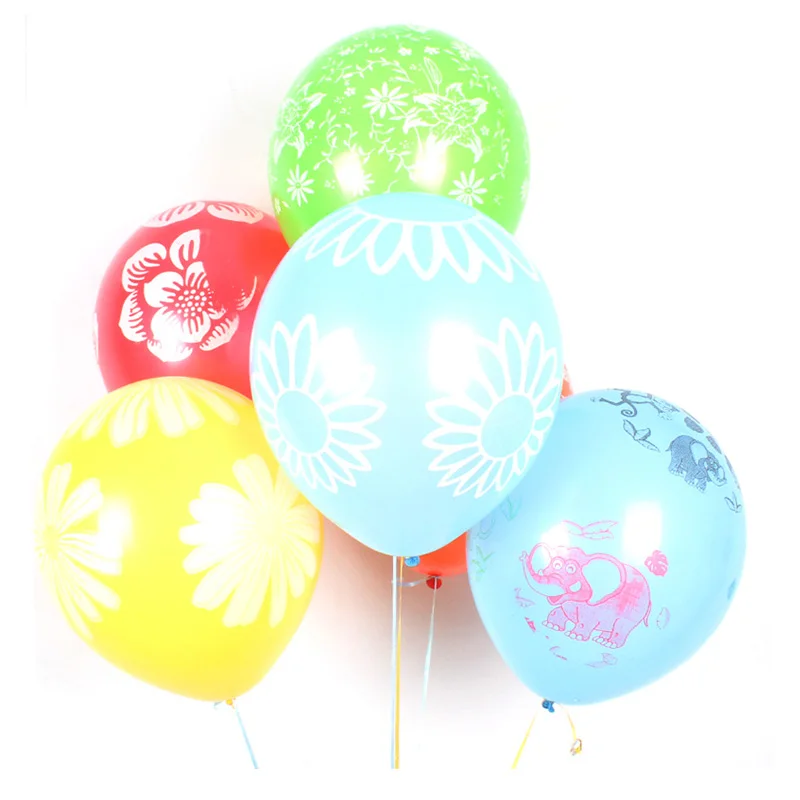 10PC/lot 12'' New Lovely Mixcolor Print With Flower Latex Balloon For