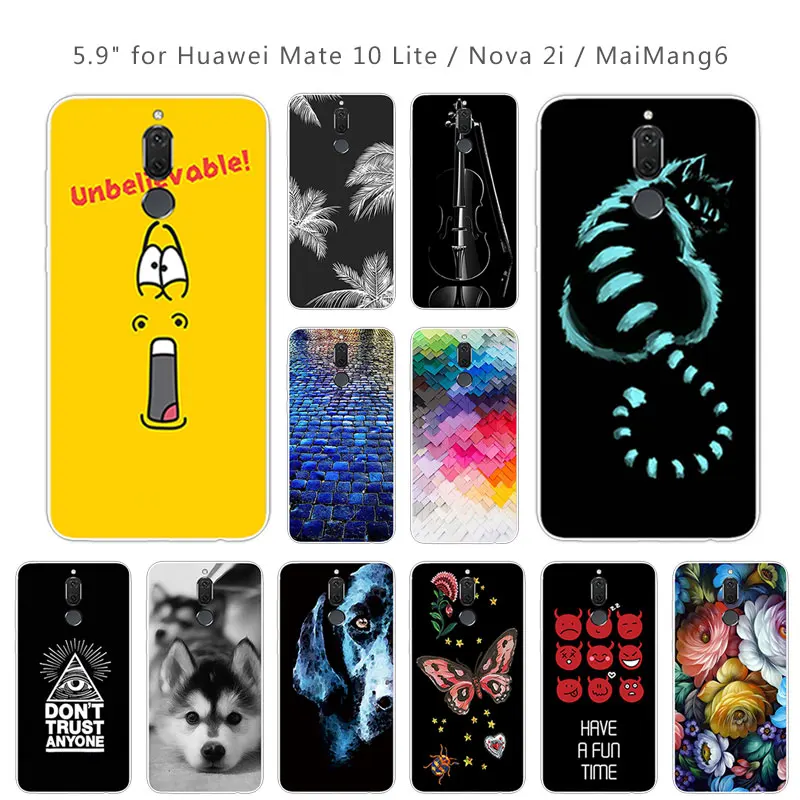 Coque for Huawei Nova 2i Mate 10 Lite Phone Case TPU Slim Silicon Brick Road Back Cover Maimang 6 Shell |