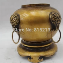 Bi0011665 " Китайский Отмечены Народная Чистая Бронзовый Лаки Лев курильница Горшок Статуя