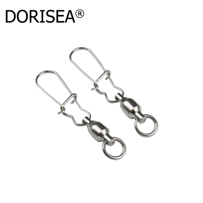 50PCS 0#-8# Fishing Connector Pin Bearing Interlock Swivel Stainless Steel with Snap Fishhook Lure Tackle Gear Accessory | Спорт и