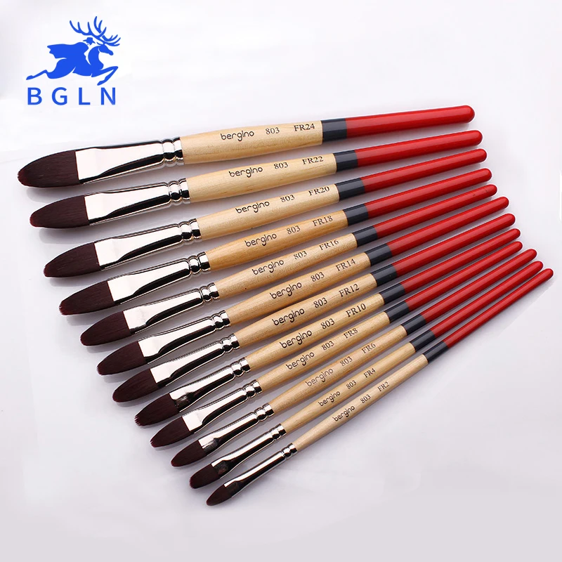 

BGLN 1Piece Korean Nylon Hair Painting Brush Round Shape Tongue Shape Oil Acrylic Paint Brush Gouache Paint Art Supplies 803