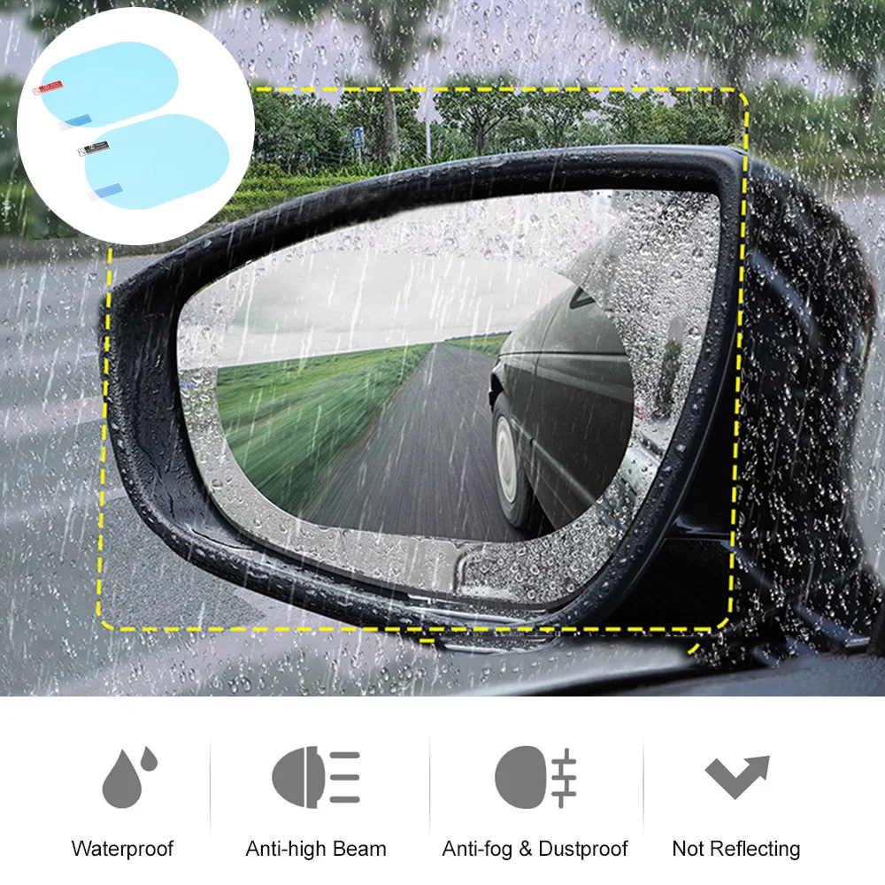 

Car Rearview Mirror Protective Film 2Pcs Oval Rearview Mirror Window Protective Film Car Anti Water Fog Film Rainproof Sticker