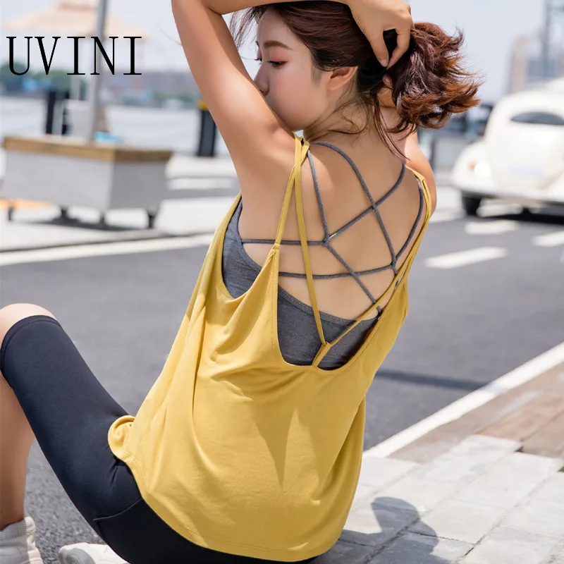 

Sexy Women Workout Gym Tank Summer Sleeveless Fitness Tops Women Back Cross Back Strap Quick Dry Sling Yoga Vest Sports Blouse