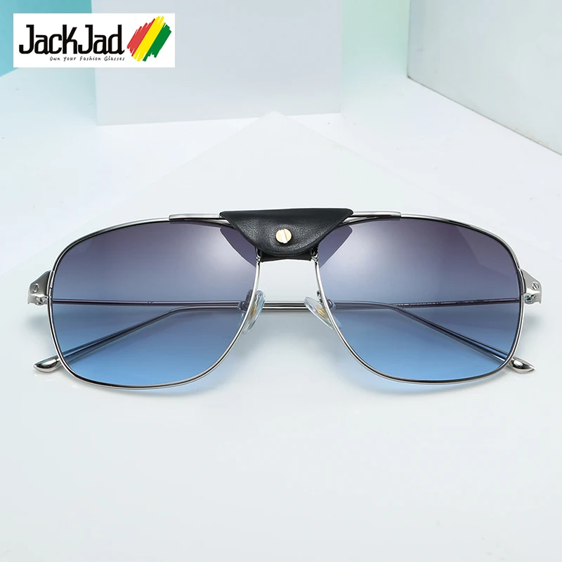 

JackJad 2020 Fashion Pilot Style Gradient Sunglasses With Leather Hood Men Driving Brand Design Sun Glasses Oculos De Sol S8001