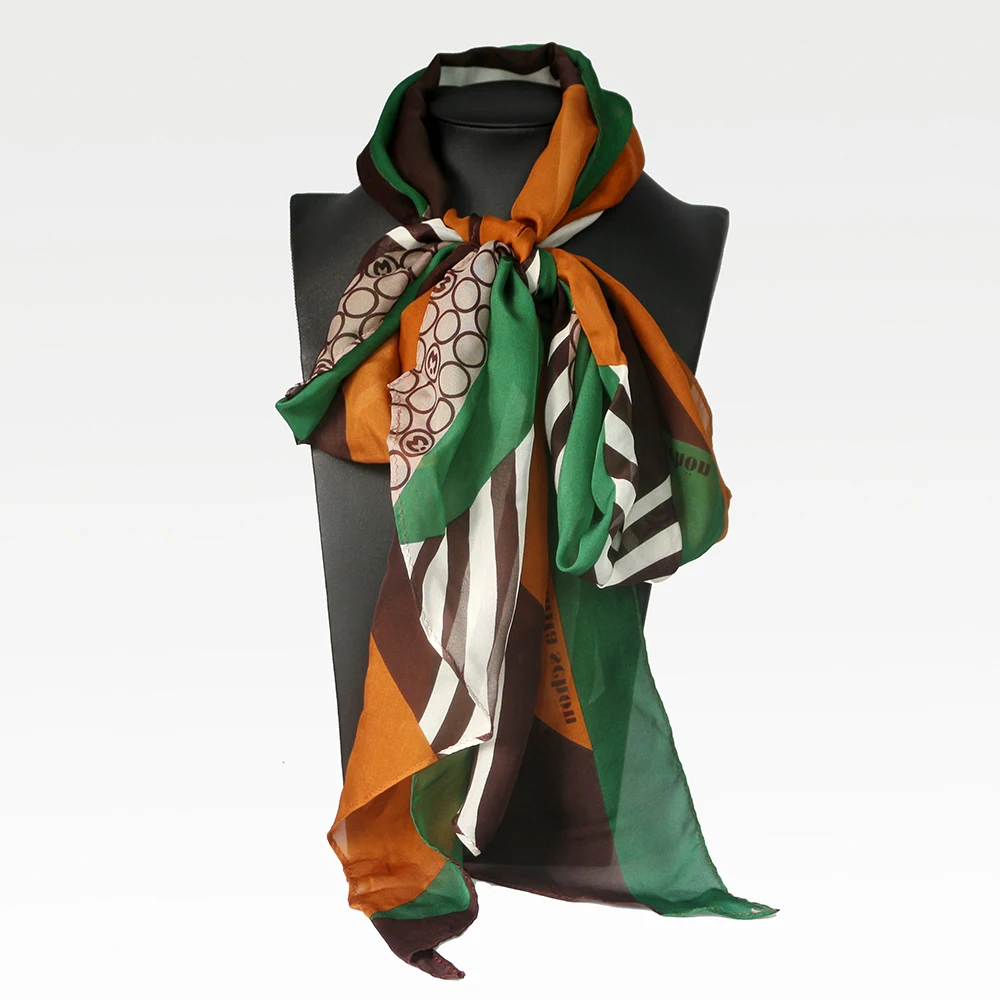 [Длинный шарф] шелк шифон длинный шарф 32 см X 210 см женский шарф с принтом Desigual Большая распродажа