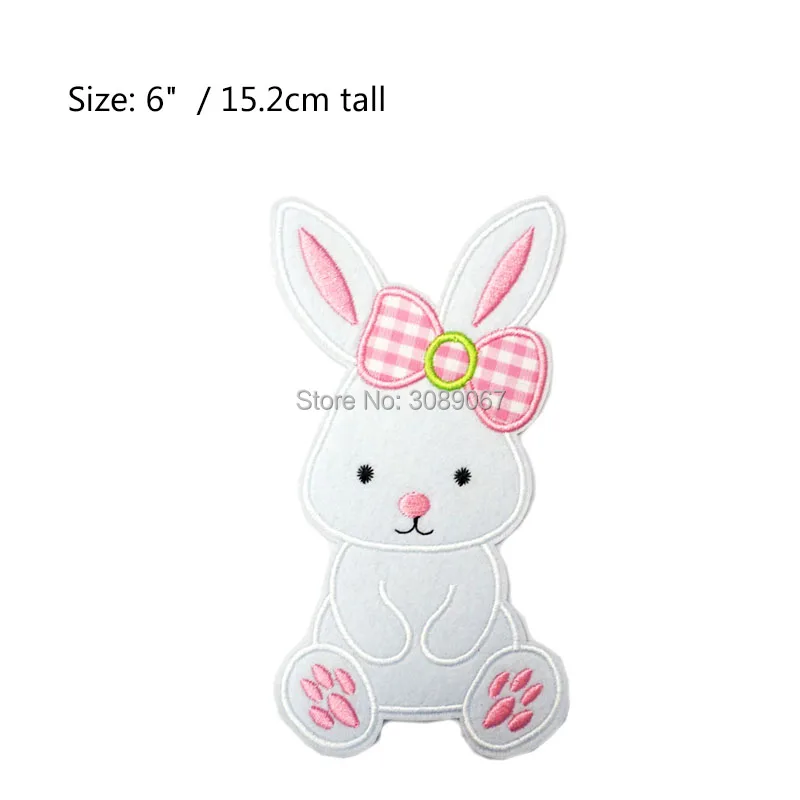 Easter Bunny Pink Girl Embroidered Iron On Applique Patch Bunny Rabbit