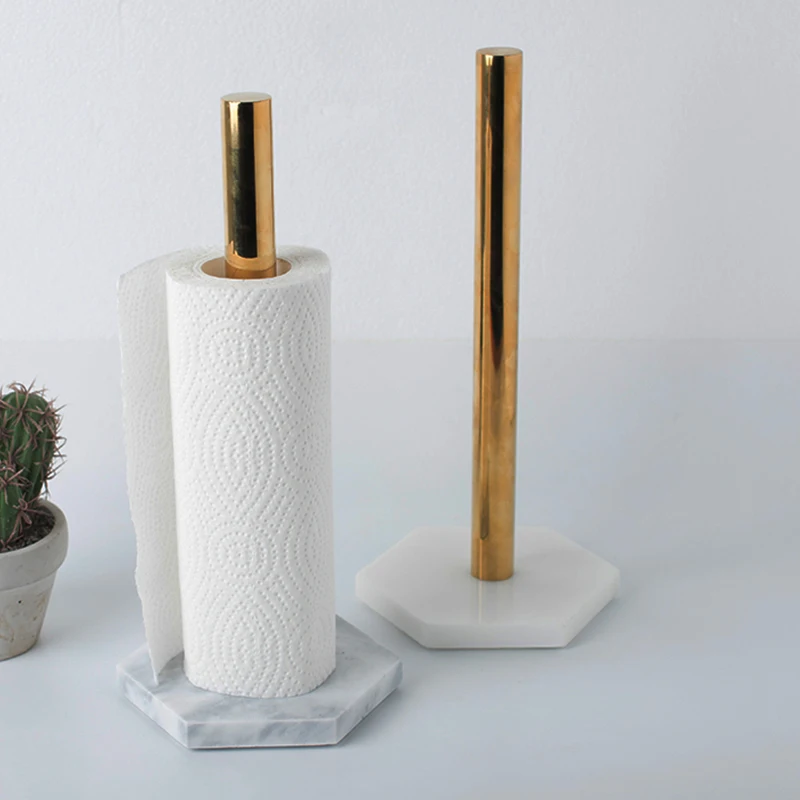 

Popular Roll Type Paper Towel Holders hexagonal Racks Kitchen Tissue Napkins Stand Marble Tableware