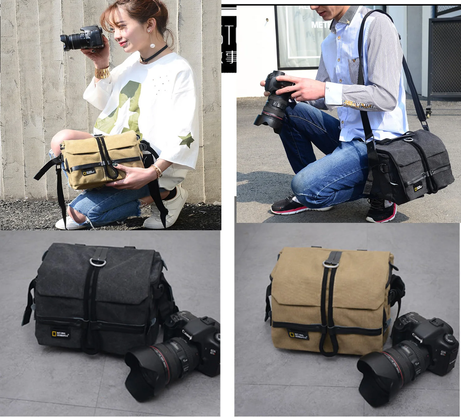 Bolsa da Câmera da Foto Bolsa da Câmera de Viagem Bolsa da Foto Profissional Dslr Lona Ombro Único Mochila - Image 2