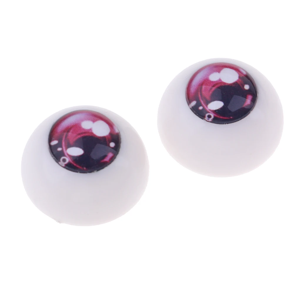 18mm Safety Eyes Acrylic Eyes for 1/3 BJD Dolls Bears Animal DIY Making - Pink Iris and Black Pupil