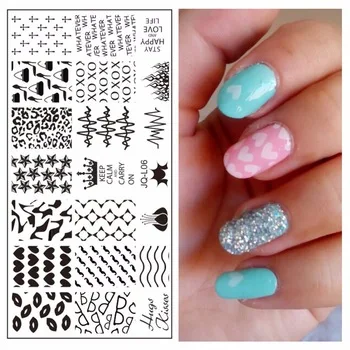 WUF 1 Pc Nails Art Decorations Lips Heart-shaped High Heels Designs DIY Printing Template Nail Stamping Plates #JQ-L06