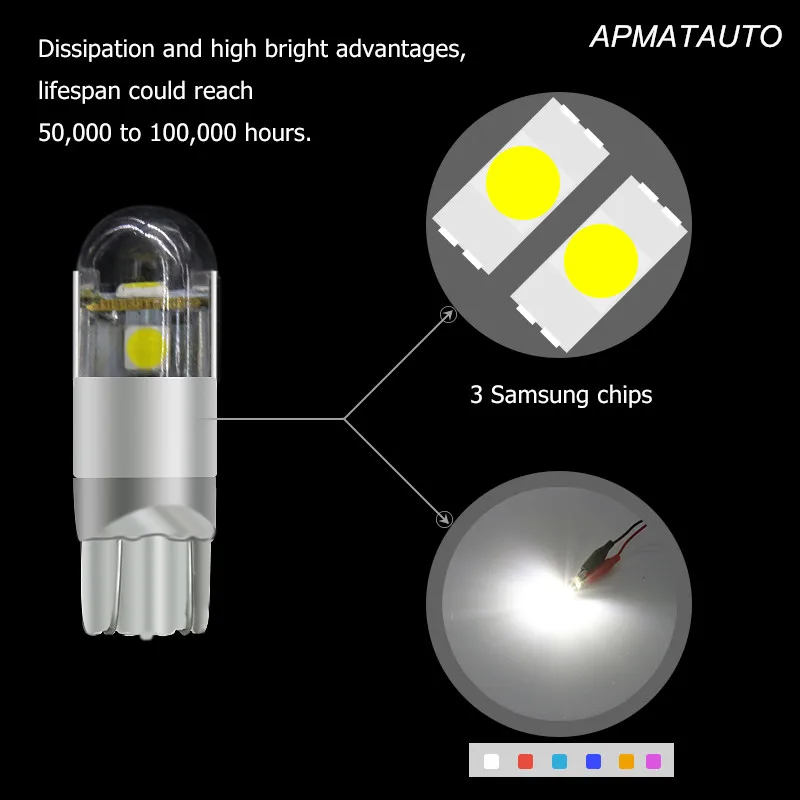 2x T10 W5W 3 SMD для чипов Samsung боковая Светодиодная лампа парковки SUZUKI Grand Vitara Swift SX4 Aerio